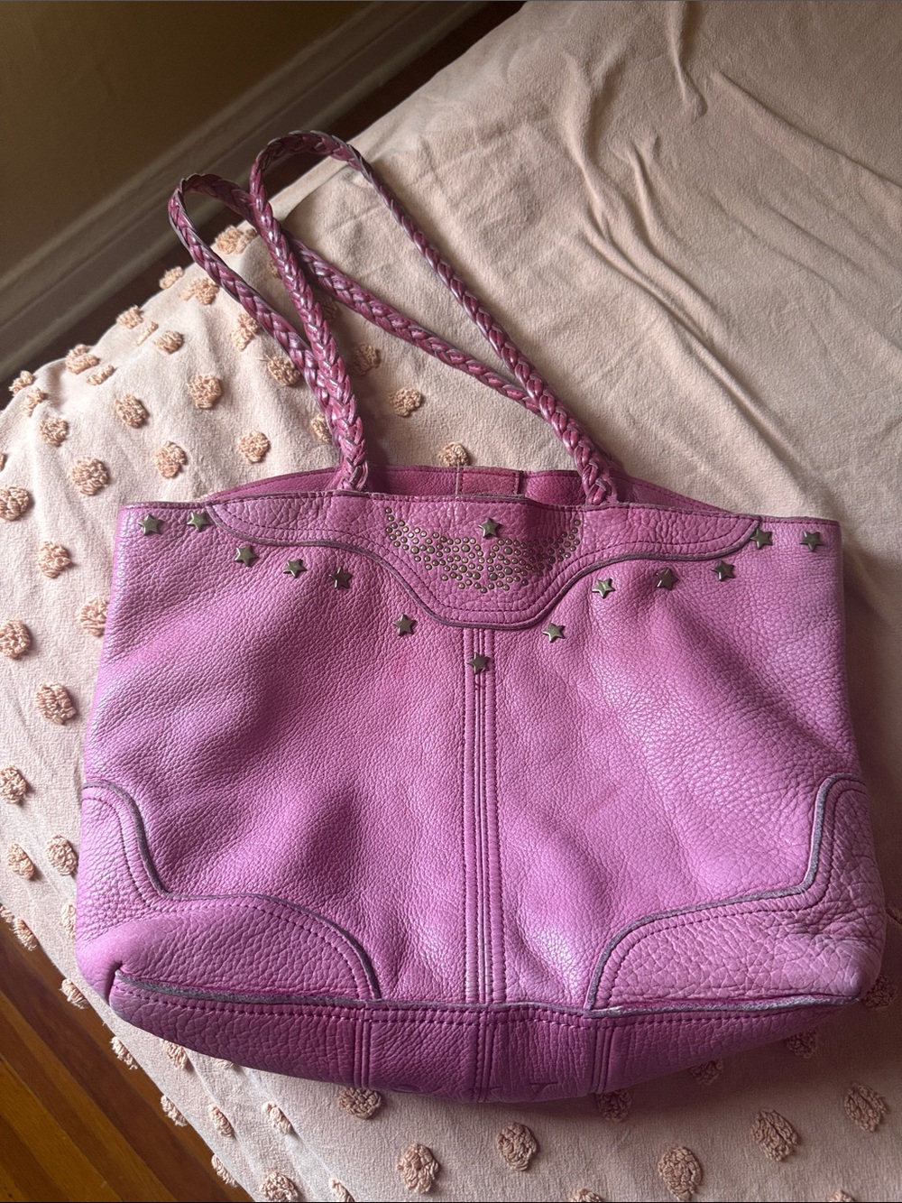 Zadig & Voltaire Women’s plum color Tote Bag with Star Stud Accents